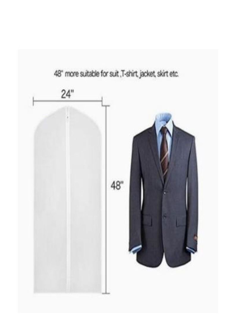 6-Piece Dust Cover Garment Bag Clear For Long Dress 60x120 cm Moth Proof Garment Bags White Breathable Full Zipper Dust Cover for Clothes Storage Closet  - Image 2