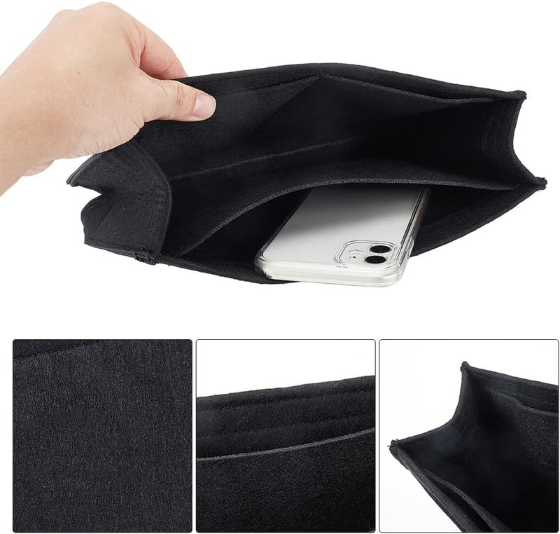 klarako Felt Handbag Organizer Insert, Felt Tote Bag Insert Liner Rectangle Bag in Bag Multiple Compartments Bag Insert Shoulder Bag Interior Shaper for Evelyne29, 10.2X1.16X6.61 Inch - Image 3