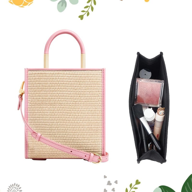 klarako Felt Handbag Organizer Insert, Felt Tote Bag Insert Liner Rectangle Bag in Bag Multiple Compartments Bag Insert Shoulder Bag Interior Shaper for Evelyne29, 10.2X1.16X6.61 Inch - Image 4