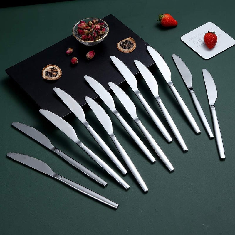 Berglander Dinner Knives Set Of 12, Stainless Steel Shiny Modern Dinner Knife, Butter Knife Table Knives Dishwasher Safe - Image 2