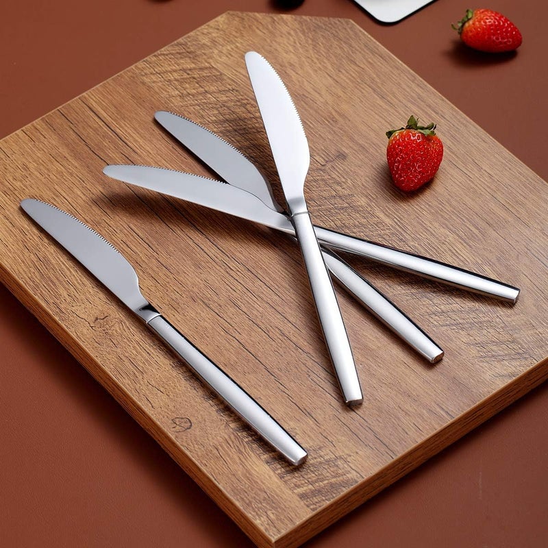 Berglander Dinner Knives Set Of 12, Stainless Steel Shiny Modern Dinner Knife, Butter Knife Table Knives Dishwasher Safe - Image 5