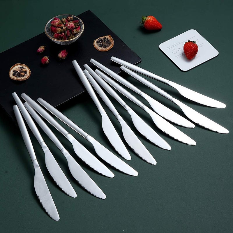 Berglander Dinner Knives Set Of 12, Stainless Steel Shiny Modern Dinner Knife, Butter Knife Table Knives Dishwasher Safe - Image 3