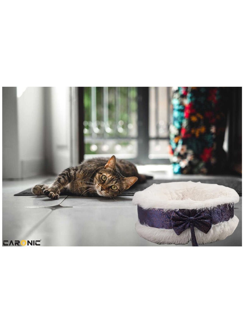 CARONIC Pet Round Bed Shape Calming Donut Dog Bed For Small Dog Faux Fur Cat Bed For Cat Comfortable And Soft 80Cm  - Image 5