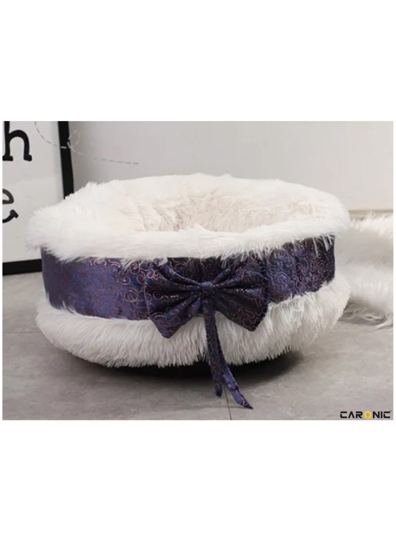 CARONIC Pet Round Bed Shape Calming Donut Dog Bed For Small Dog Faux Fur Cat Bed For Cat Comfortable And Soft 80Cm  - Image 2