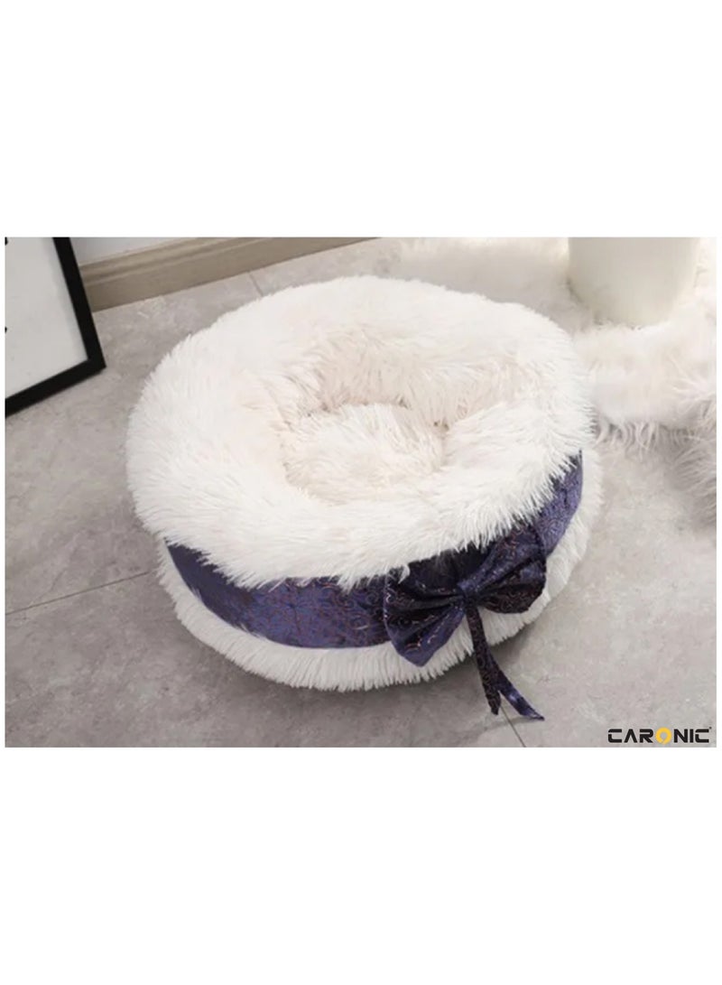 CARONIC Pet Round Bed Shape Calming Donut Dog Bed For Small Dog Faux Fur Cat Bed For Cat Comfortable And Soft 80Cm  - Image 3