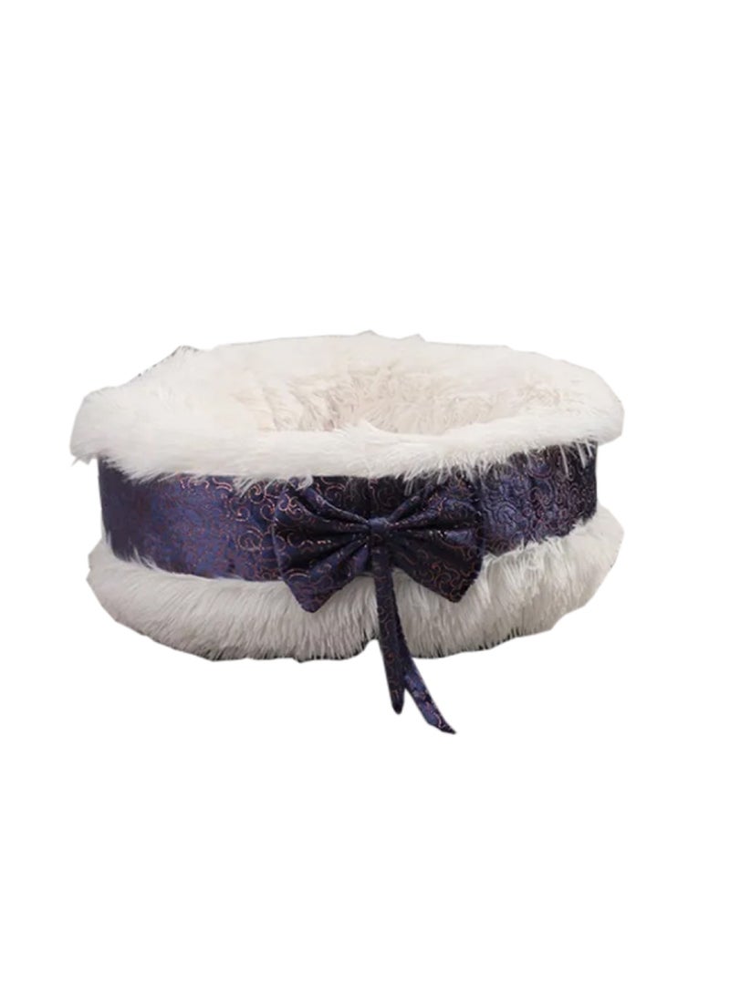CARONIC Pet Round Bed Shape Calming Donut Dog Bed For Small Dog Faux Fur Cat Bed For Cat Comfortable And Soft 80Cm  - Image 1
