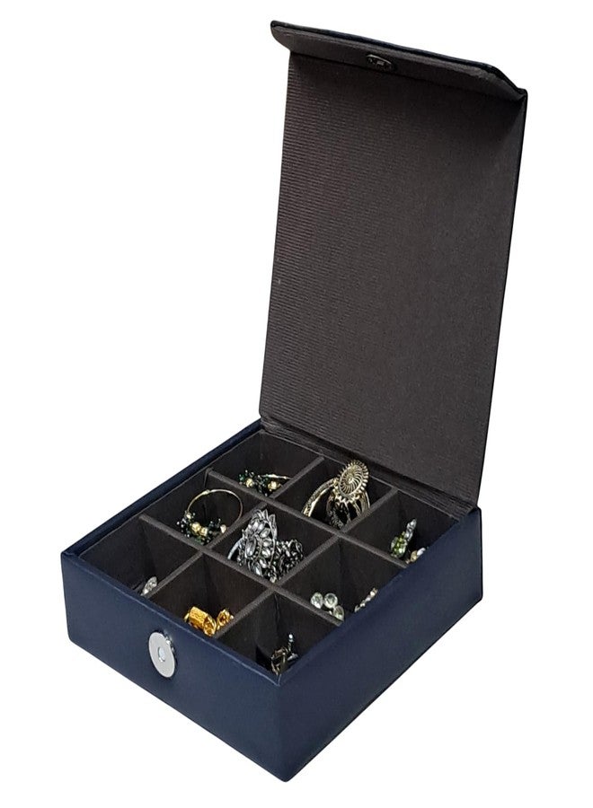 essart Travel Jewelry Organizer Case - Compact Square Jewelry Box for Rings and Stud Earrings - Secure Magnetic Snap Jewelry Holder - Portable Accessory Storage for Suitcase & Vanity - Image 1