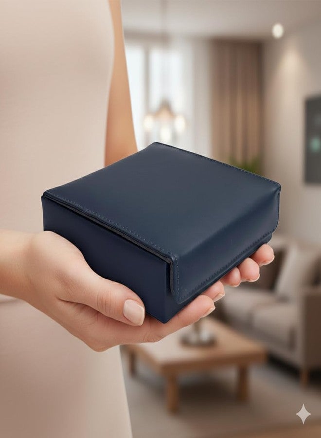 essart Travel Jewelry Organizer Case - Compact Square Jewelry Box for Rings and Stud Earrings - Secure Magnetic Snap Jewelry Holder - Portable Accessory Storage for Suitcase & Vanity - Image 2