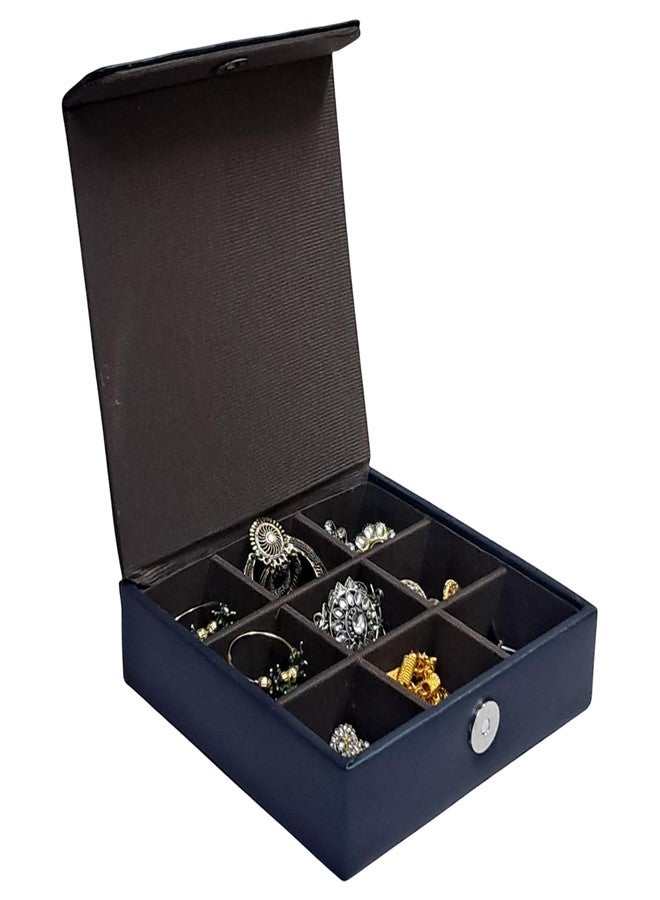 essart Travel Jewelry Organizer Case - Compact Square Jewelry Box for Rings and Stud Earrings - Secure Magnetic Snap Jewelry Holder - Portable Accessory Storage for Suitcase & Vanity - Image 4