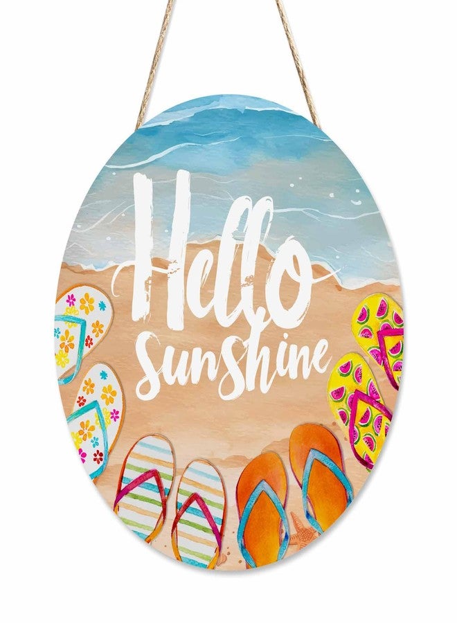 Beabes Cute Welcome Sign for Front Door Hello Summer Lovely Beach 12x12 in Hanging Outdoor Home Porch Decorations - Image 1