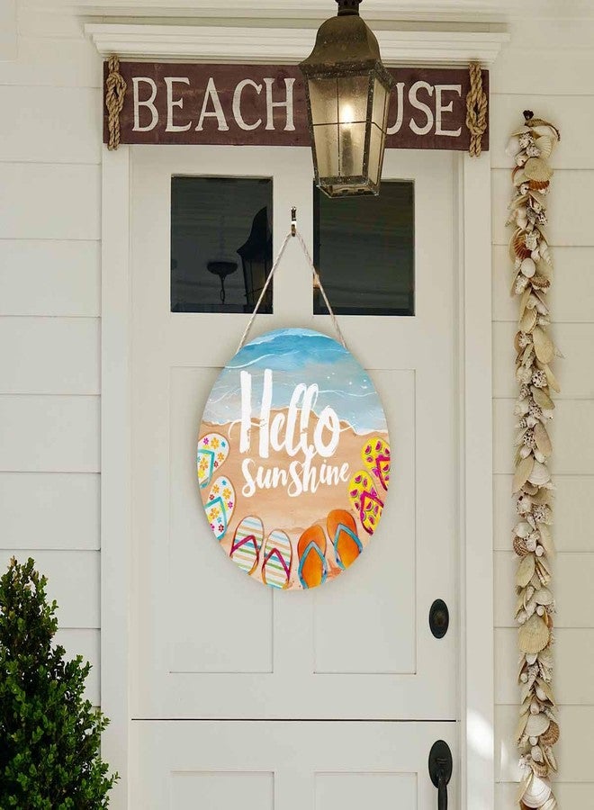 Beabes Cute Welcome Sign for Front Door Hello Summer Lovely Beach 12x12 in Hanging Outdoor Home Porch Decorations - Image 5