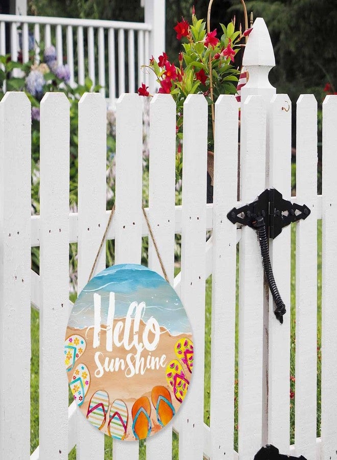 Beabes Cute Welcome Sign for Front Door Hello Summer Lovely Beach 12x12 in Hanging Outdoor Home Porch Decorations - Image 4