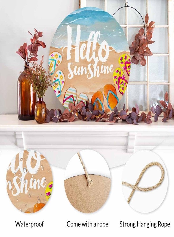 Beabes Cute Welcome Sign for Front Door Hello Summer Lovely Beach 12x12 in Hanging Outdoor Home Porch Decorations - Image 3