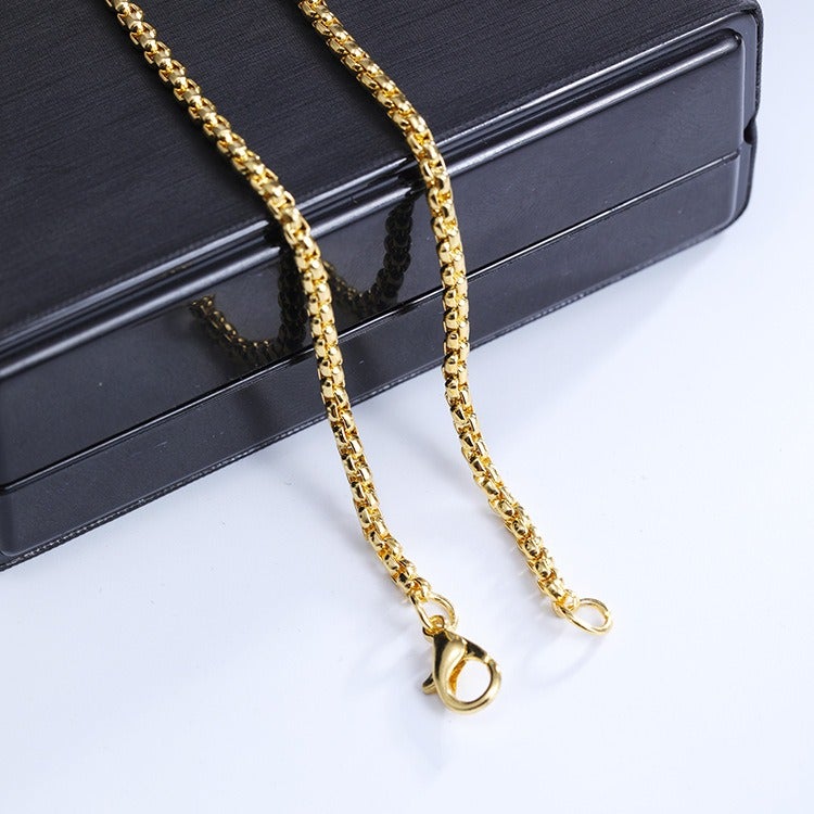 Cross-Border Best-Selling Stainless Steel Necklace with Square Pearl Pendant - Versatile and Elegant