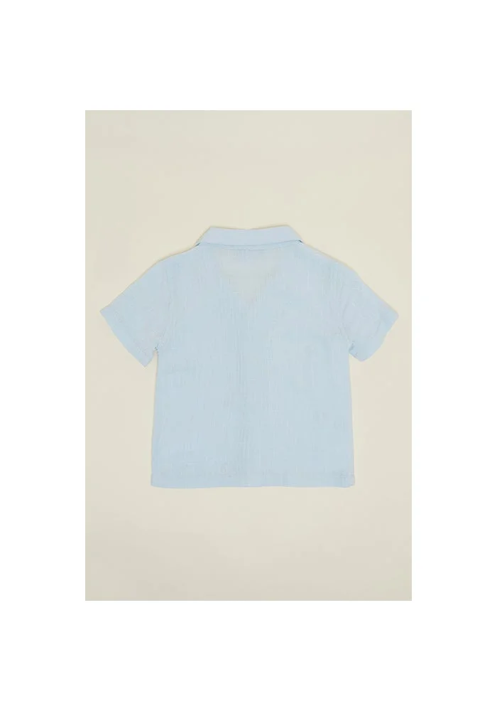 أر أند بي Embroidered Shirt with Revere Collar and Short Sleeves