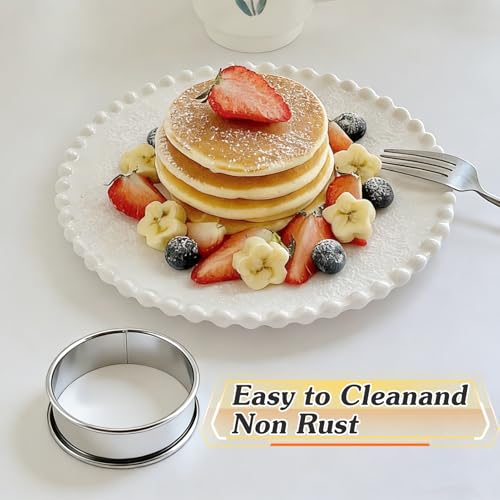 RICHSC-PAN Crumpet Rings, 10Pack English Muffin Ring, Outer diameter 4 Inch+3.2Inch Food-Grade Stainless Steel Tart Rings. More Convenient to Take the Food of The Bakery Ring Mold. - Image 5