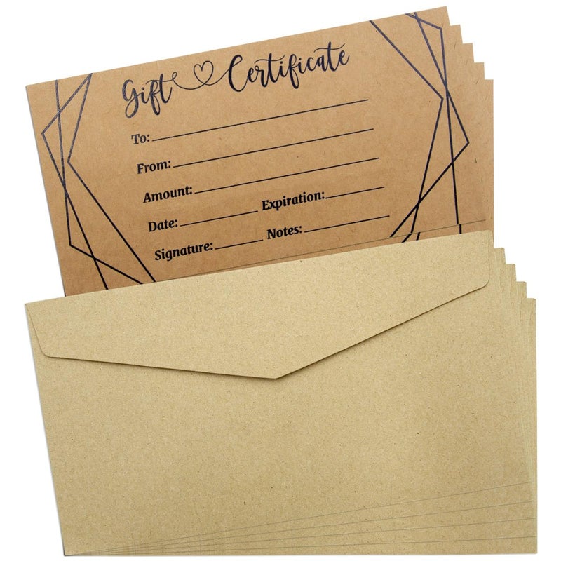 ceiba tree Kraft Blank Gift Certificates for Business 30 Pcs Black Foil Certificate Cards with Envelopes for Salon Restaurants Spa Birthday - Image 2