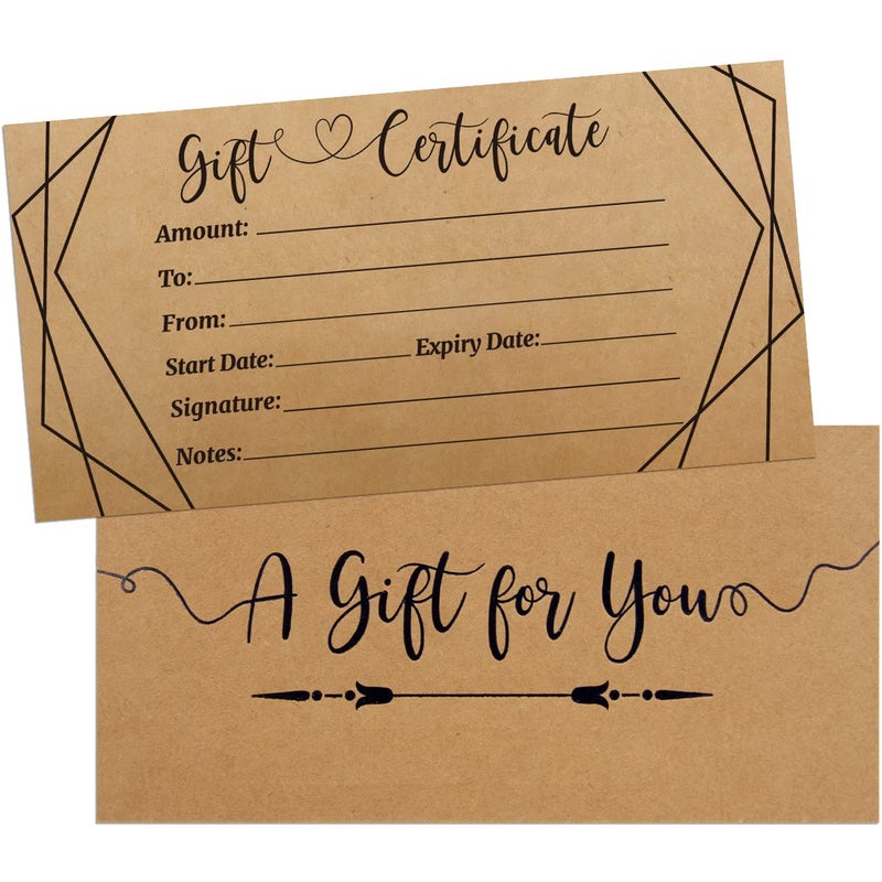 ceiba tree Kraft Blank Gift Certificates for Business 30 Pcs Black Foil Certificate Cards with Envelopes for Salon Restaurants Spa Birthday - Image 1