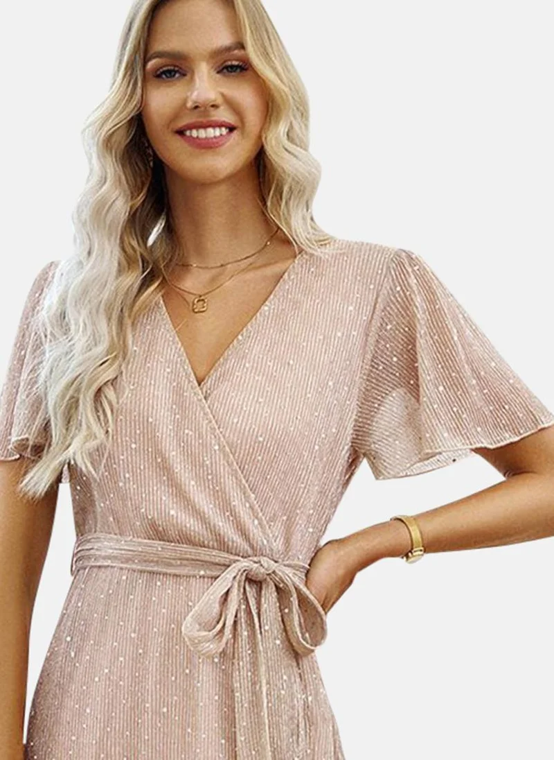 يونيكي Brown Embellished A-Line Knee Length Dress