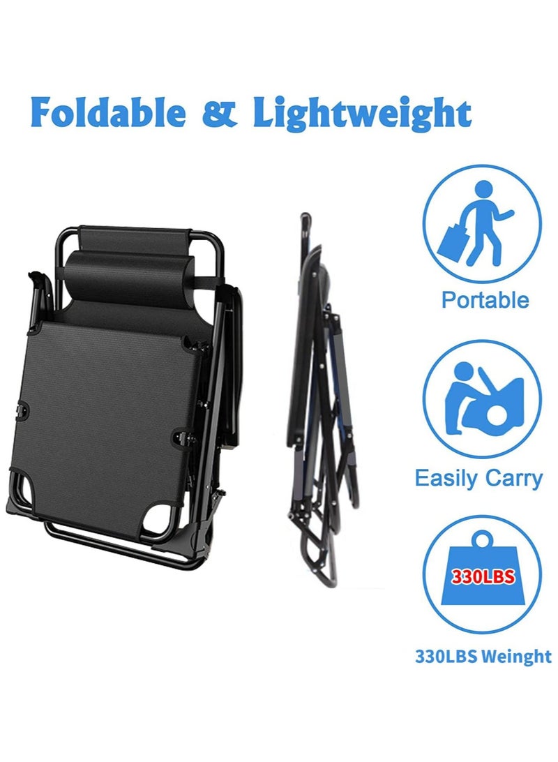 AUTOYSUR Outdoor Recliner,Folding Chair,Lounge Chair,Camping Chair,Beach Chair,Adjustable Chair for Camping Picnic Pool Beach Backyard (Black) - Image 3