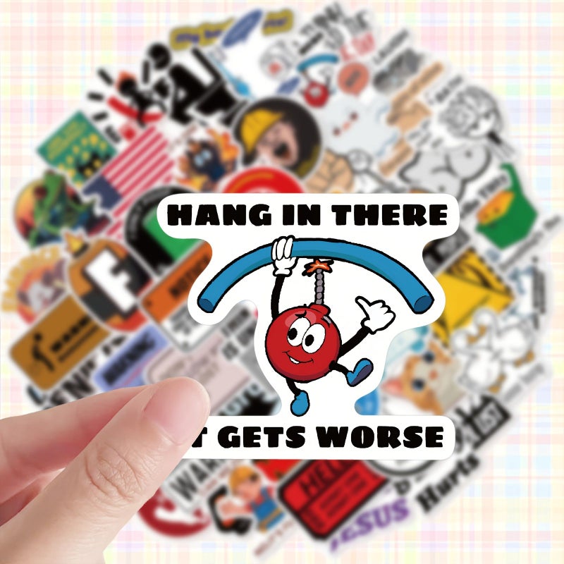 50 Fun Prank Meme Doodle Stickers Polychrome Decorative Storage Box Luggage Reward Gift - Image 4