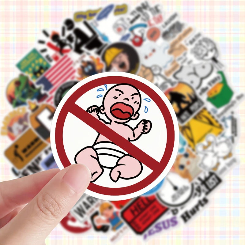 50 Fun Prank Meme Doodle Stickers Polychrome Decorative Storage Box Luggage Reward Gift - Image 5