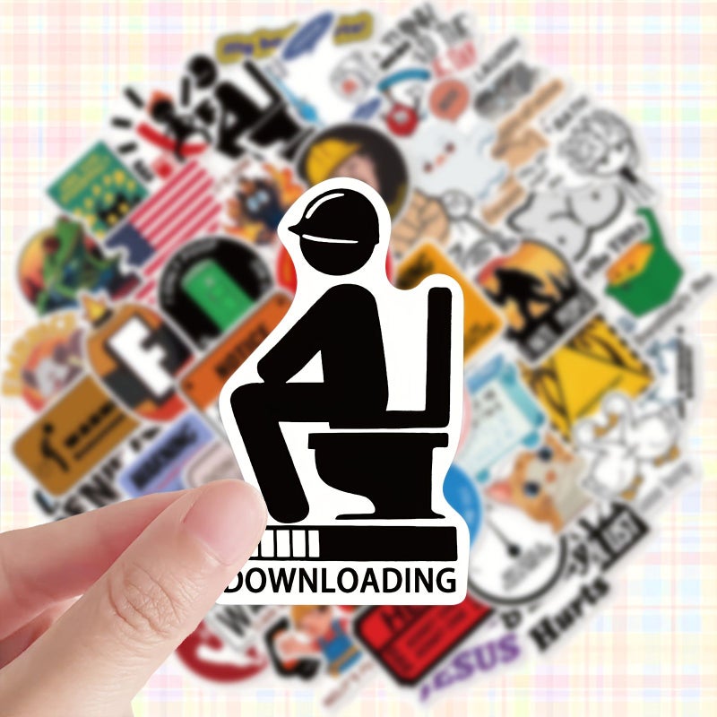 50 Fun Prank Meme Doodle Stickers Polychrome Decorative Storage Box Luggage Reward Gift - Image 2
