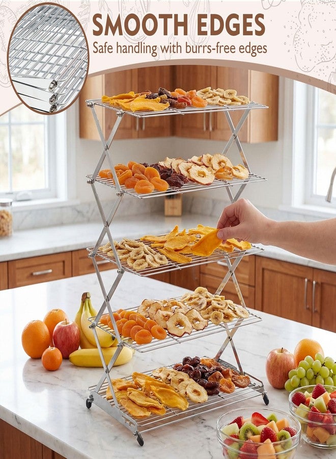 Novabright Cooling Rack for Baking, 5-Tier 16" x 10" Collapsible Stackable Food Grade Stainless Steel Wire Rack for Cookies, Cake, Bread, Pizza, Kitchen Countertop Space Saving - Image 5