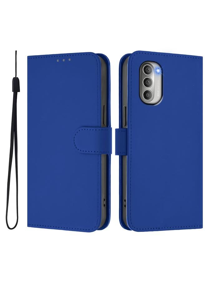 S-TOP Case For Motorola Moto G51 5G Skin Feel Solid Color Leather Phone Case with Lanyard - Image 2