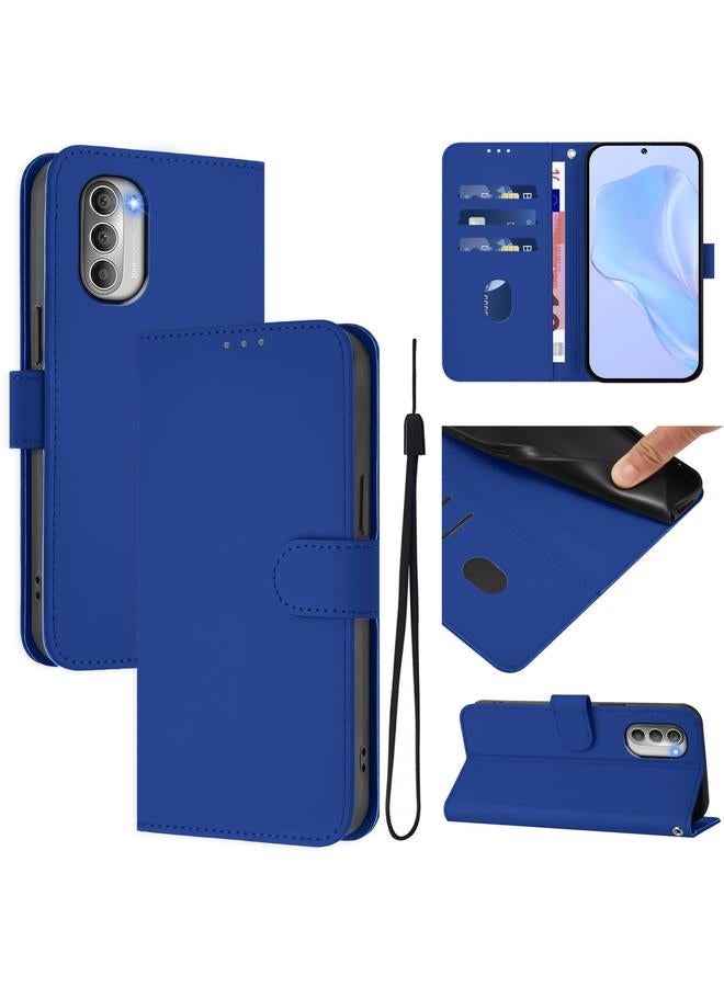 S-TOP Case For Motorola Moto G51 5G Skin Feel Solid Color Leather Phone Case with Lanyard - Image 1