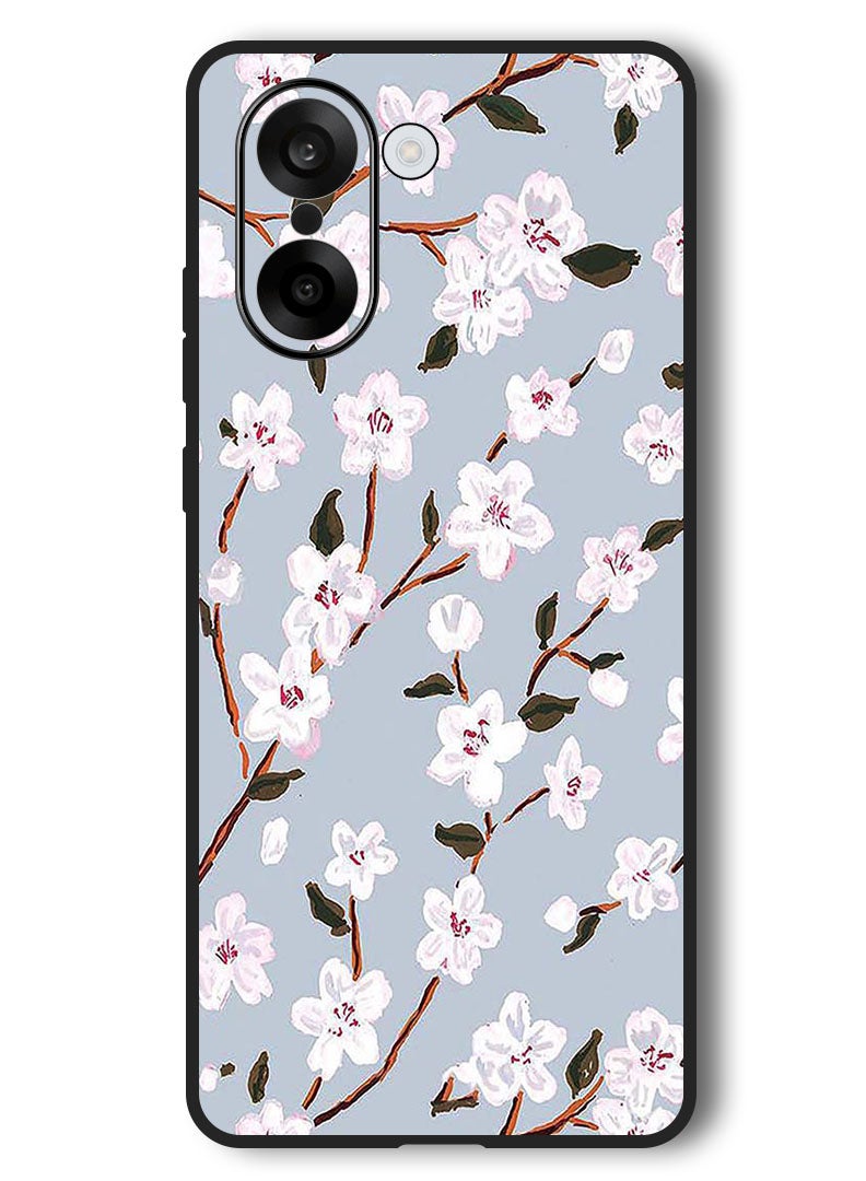 Theodor Case Compatible with OnePlus Nord CE 5 6.77 Inch Protection Shockproof Bumper Cover White Flower - Image 1