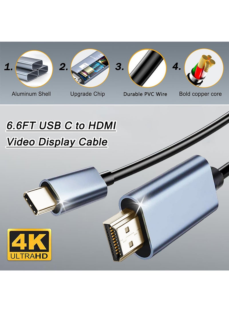 Mi VAZA Type-C to HDTV Cable HDMI Cable - Support 4K - HDMI 2.0 Monitor Cable - Compatible with Mobile Phone/Laptop/Computer/iPad/Android/iOS/Samsung/Projector - 2M - Image 2