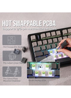 AULA F75 Mechanical Keyboard Reaper Switch 75% Hot Swappable Gaming Keyboard Bluetooth/Wireless/USB-C  - Image 4