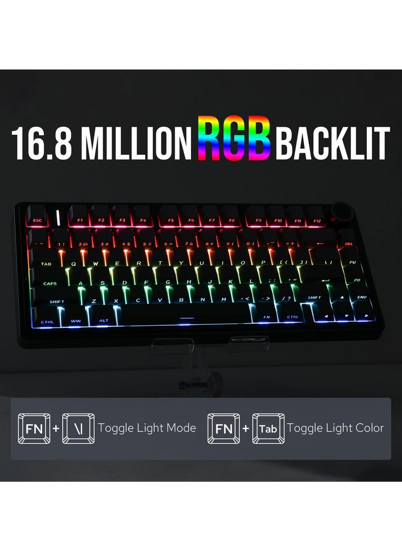 أولا - لوحة مفاتيح ميكانيكية F75 Reaper Switch قابلة للتبديل بنسبة 75% مع لوحة مفاتيح للألعاب تعمل بتقنية Bluetooth/Wireless/USB-C - Image 1