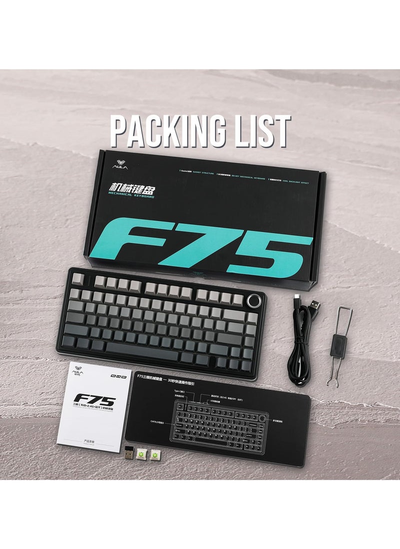 أولا - لوحة مفاتيح ميكانيكية F75 Reaper Switch قابلة للتبديل بنسبة 75% مع لوحة مفاتيح للألعاب تعمل بتقنية Bluetooth/Wireless/USB-C - Image 1