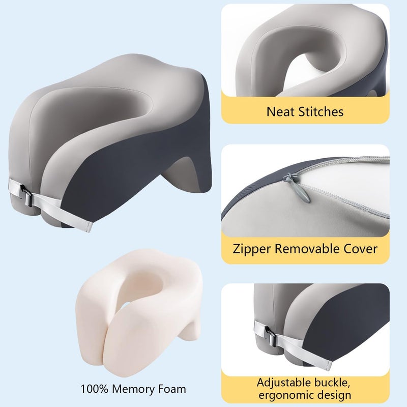 Exrp 2-in-1 Travel Neck Pillow, Advanced Neck Support for Long Flights, Portable Drawstring Bag, U Shape Memory Foam Pillows for Traveling, Car, Home - Image 5
