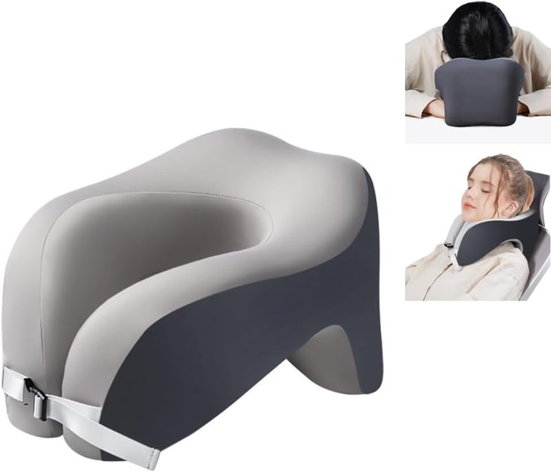 Exrp 2-in-1 Travel Neck Pillow, Advanced Neck Support for Long Flights, Portable Drawstring Bag, U Shape Memory Foam Pillows for Traveling, Car, Home - Image 1
