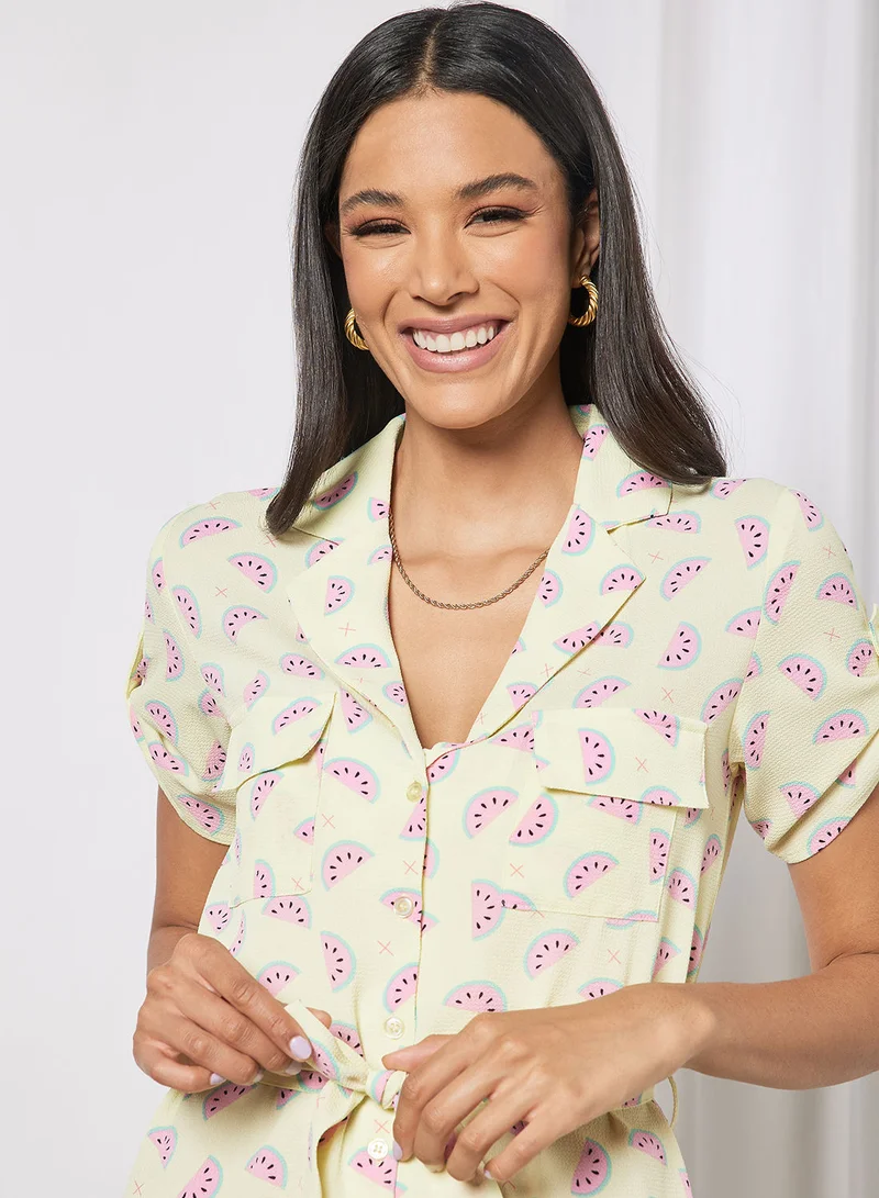NOISY MAY Watermelon Print Shirt Dress