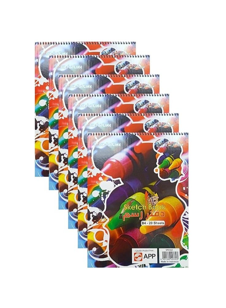 SINARLINE Sketch Book B4 20 Sheets SPO3561 (Pack of 6) - Image 1