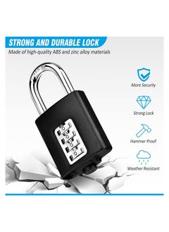 Generic Combination Padlock Outdoor Weatherproof Padlocks Outdoor Heavy Duty Small Padlock Locker with Code Lock for Gym School Home Garage Hasp Locker Bike Lock  - Image 4