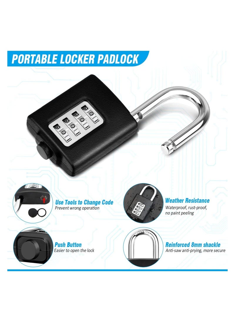Combination Padlock Outdoor Weatherproof Padlocks Outdoor Heavy Duty Small Padlock Locker with Code Lock for Gym School Home Garage Hasp Locker Bike Lock - Image 2