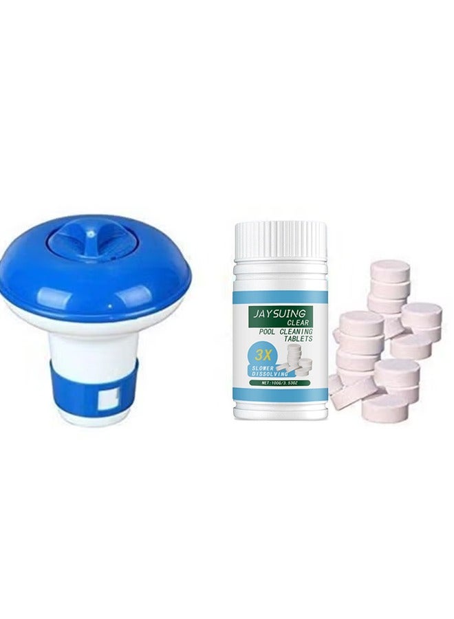 فيستنايت مجموعة تنظيف المسبح من فيست نايت مكونة من عوامة تنظيف و100 قرص تنقية للتخلص من الكلورين - Image 1