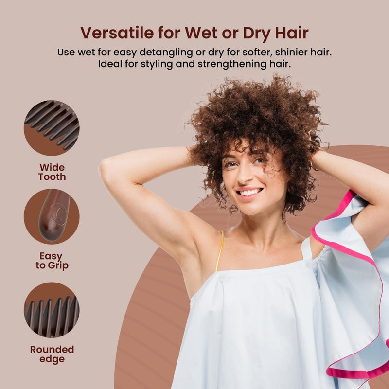 Controlled Chaos Peachwood Anti Static Detangling Comb for Curly Hair Scalp Massaging Comb for Men, Women & Kids - Image 4