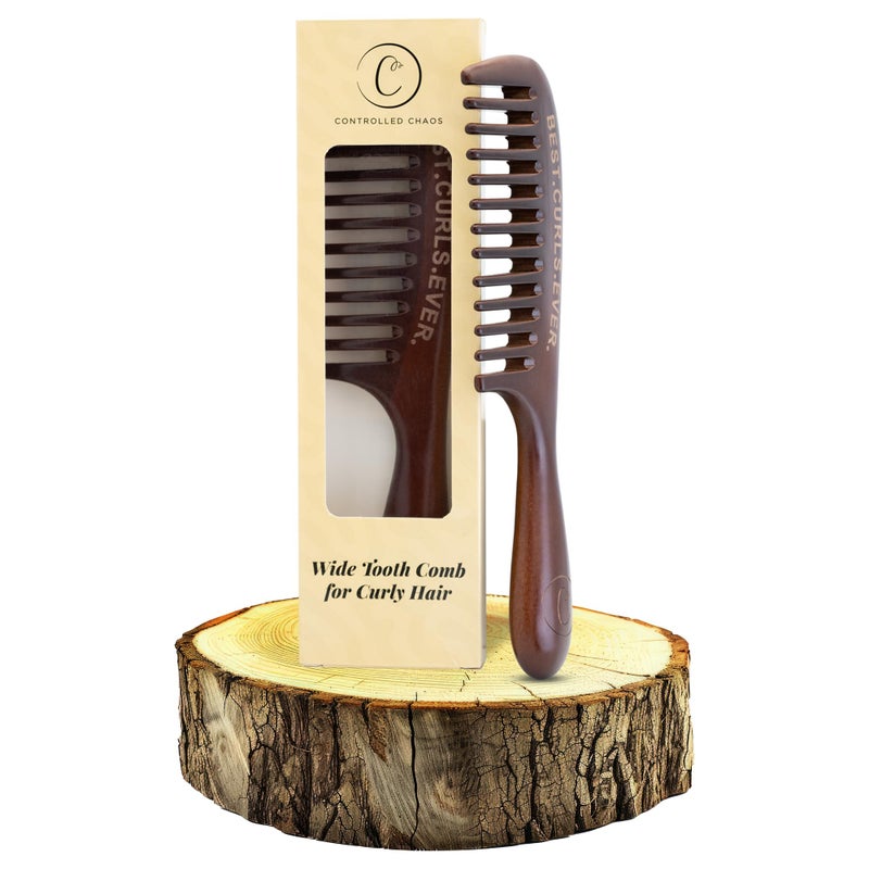 Controlled Chaos Peachwood Anti Static Detangling Comb for Curly Hair Scalp Massaging Comb for Men, Women & Kids - Image 1