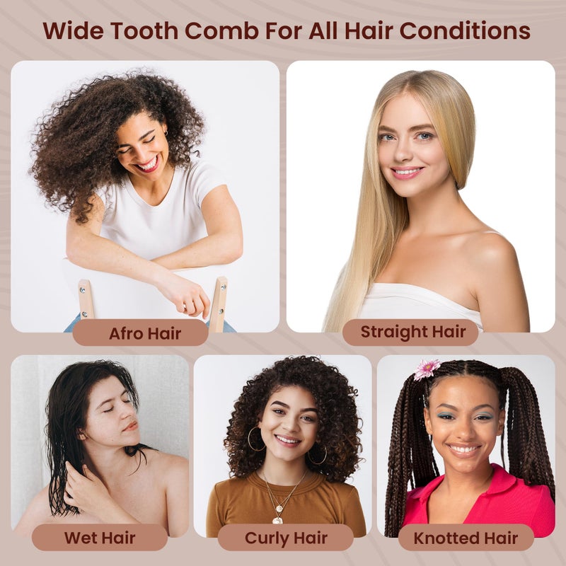 Controlled Chaos Peachwood Anti Static Detangling Comb for Curly Hair Scalp Massaging Comb for Men, Women & Kids - Image 5