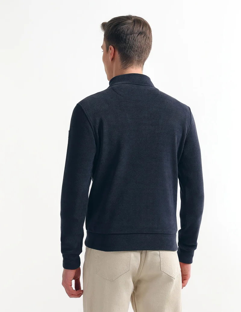 Arrow Navy Solid High Neck Sweatshirt for Men | Best Price UAE