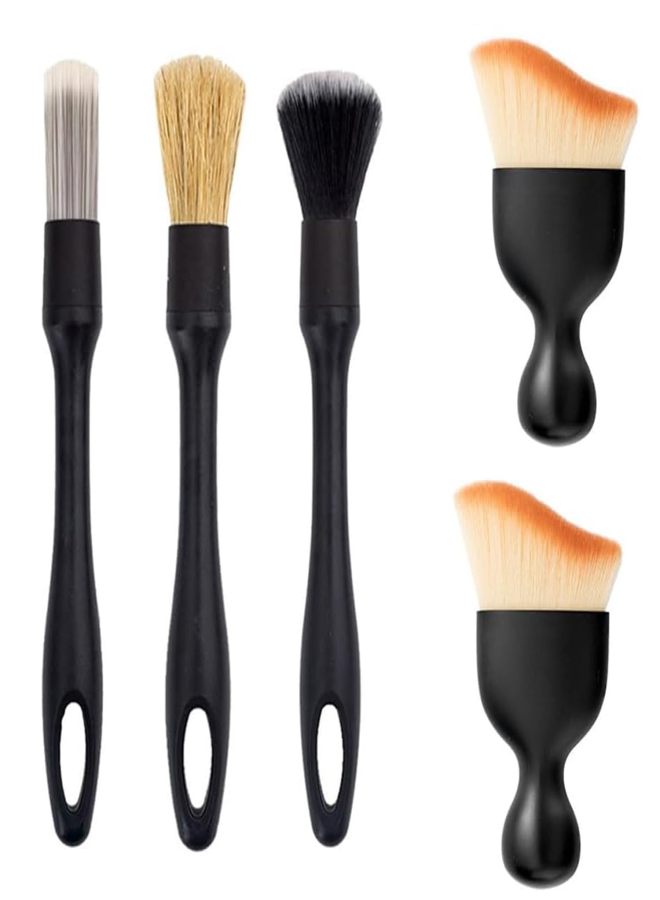 5pcs car beauty brush set, ultra soft gap cleaning brush dust removal brush, tool for cleaning wheel hubs, engines, car interiors, ventilation ducts - Image 1