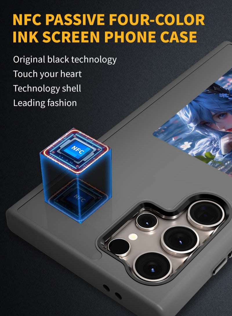 Smart Four-Color E-Ink Screen Phone Case – NFC Passive DIY Double-Screen Projection | Suitable for Samsung S23 Ultra projection phone case supports custom DIY projection - Image 4