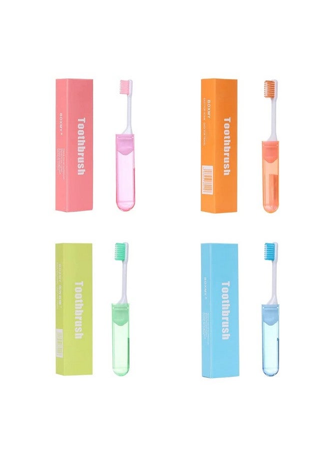 Tvoip 4 Pieces Portable Folding Toothbrush Super Soft Bristle Travelling Toothbrush Fold Travel Camping Hiking Outdoor Easy to Take Teethbrush - Image 1