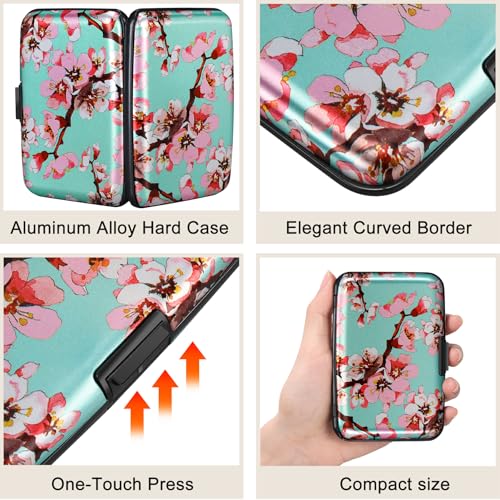 ELFISH Mini RFID Aluminum Wallet Credit Cards Holder Business Card Case Metal ID Case for Men Women（Pink Peach Blossom - Image 3
